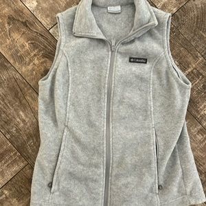 Columbia Vest Womens Small Gray Fleece Full Zip Sweater Sleeveless Like New